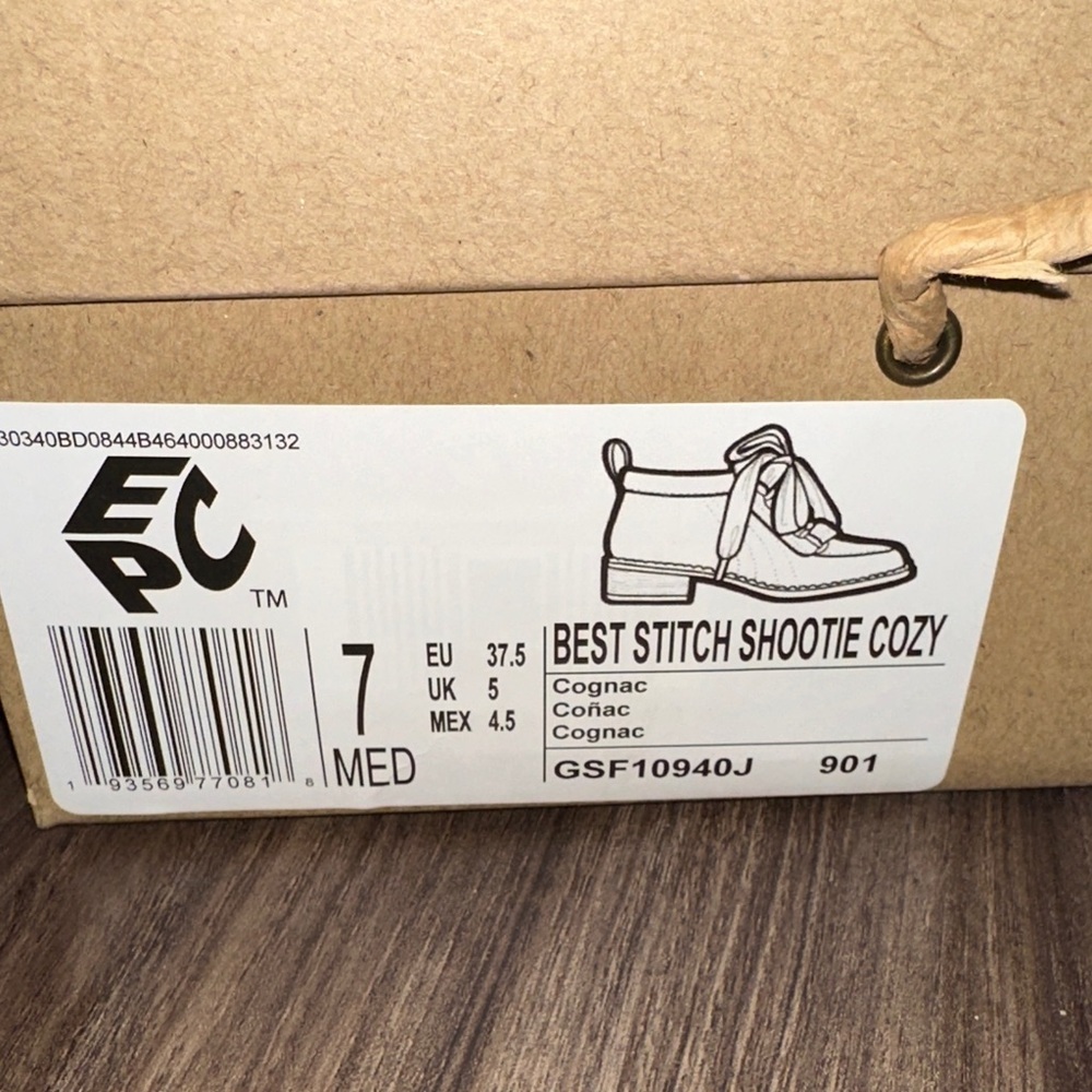 Gentle Souls Faux Shearling Lace-Up Ankle | Tan & Cream | Size 7 | New With Box - Picture 5 of 5